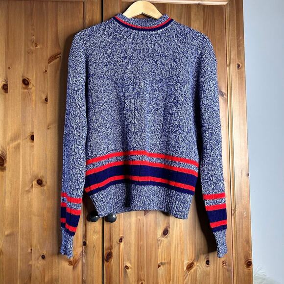 Vintage Knit Sweater Retro Varsity Apres Ski Academia Preppy Womens Large - Picture 1 of 7